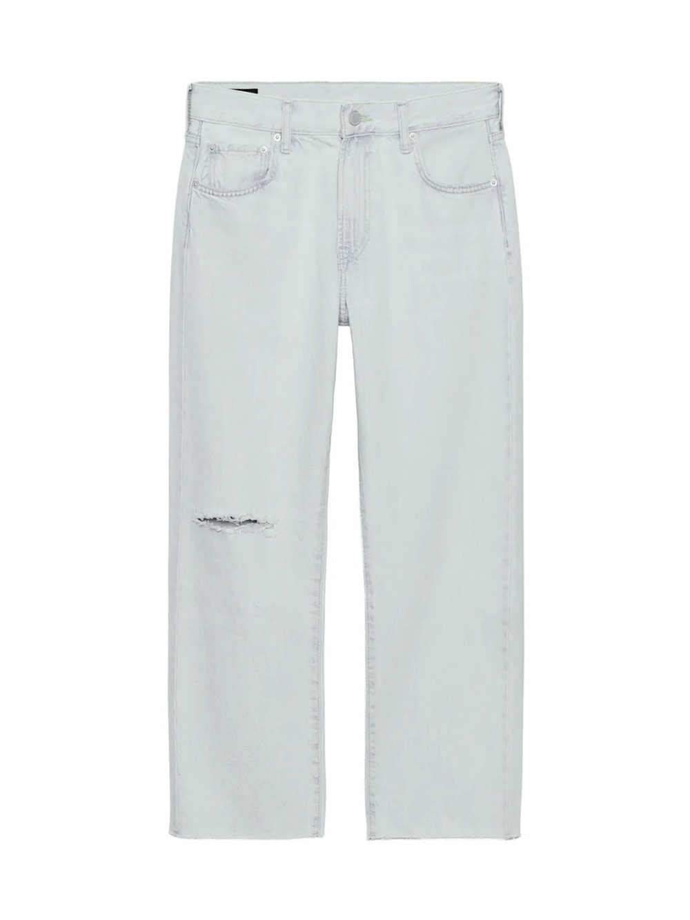Zara ZW Collection Mid Rise Ripped Straight Leg Jeans Light Wash 6
